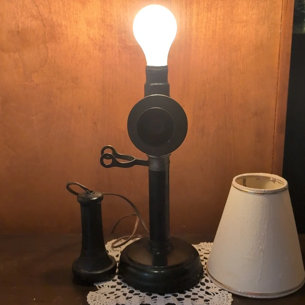 Vintage Early 1900's Kellogg Candle Stick Telephone Light Lamp RARE